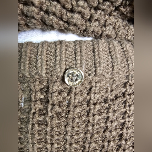 Michael Kors Women's Tan Brown Sweater with Knit Buckle Scarf. Convertable Sz Sm - Picture 7 of 14